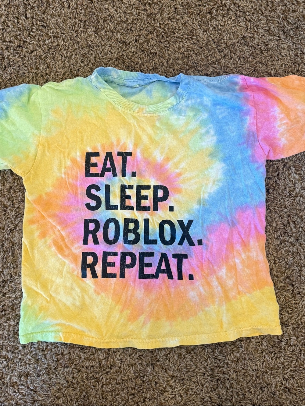 Tie-Dye "Eat. Sleep. Roblox. Repeat." Kids Tee - Multicolor